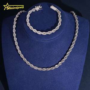 उच्च गुणवत्ता 6 मिमी ठोस 925 चांदी vvvsmsanite क्लैंप को हिप हॉप गहने डायमंड स्टेनलेस स्टील रस्सी चेन पुरुषों का हार - Product Image 2