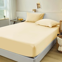 Ensemble de draps-housses 3 pièces 100 % polyester tricoté, écologiques, 200 fils, style américain, avec couvre-matelas élastique pour usage domestique