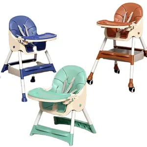 Cadeiras altas para alimentação infantil infantil 4 em 1 China, tapete de PU macio ajustável para crianças, cadeiras altas para jantar, tapete de plástico ajustável para crianças