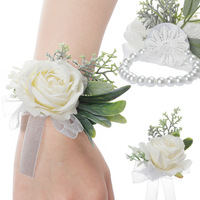 Fleur de poignet pour mariage, corsage de mariée, décoration florale pour la main, fleurs de bracelet pour la mariée et les demoiselles d'honneur