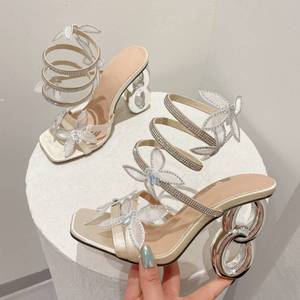 Sandalias con Tiras en el Tobillo y Tacones Altos, Zapatos de Verano 2024, Tacones Únicos y Sexys para Mujer - Product Image 1