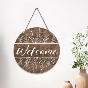 Panneaux suspendus disponibles, panneau de bienvenue rond décoratif en bois, décoration de porte d'entrée, décoration murale de ferme, porte-manteau mural. - Product Image 1