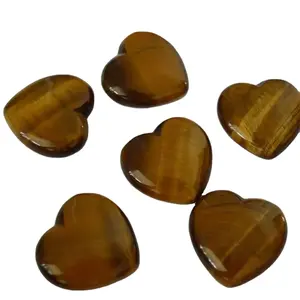 bulk natural stone yellow tiger eye heart carved crystals for gift