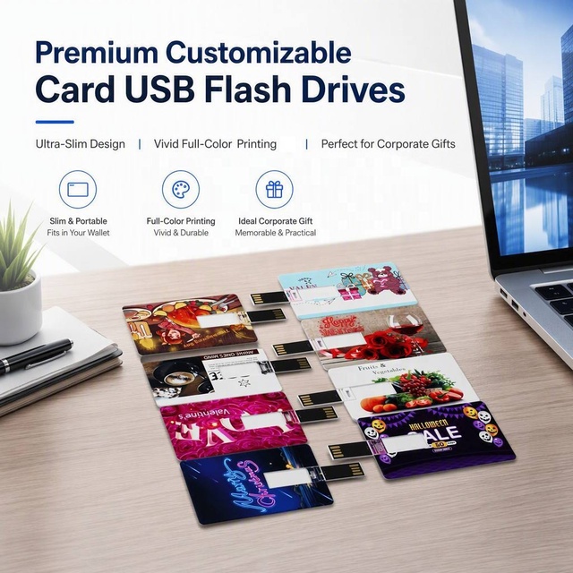 Custom Plastic Business Card Usb Flash Drive 128MB 256MB 1GB 2GB 4G 8G Full Color Printing Popular Gift Advertising USB Pendrive