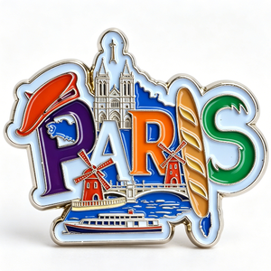 Broche Souvenir de Paris en Métal, Forme Irrégulière, Émail Dur, Design Lettre, Alliage de Zinc Électroplaqué, Article de Collection - Product Image 5