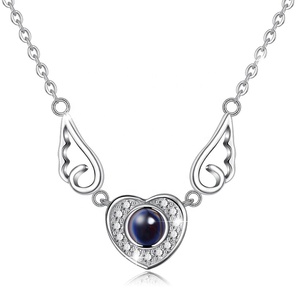 Oro rosa alas de Ángel corazón memoria <span class=keywords><strong>te</strong></span> amo en 100 idiomas collar - Product Image 1
