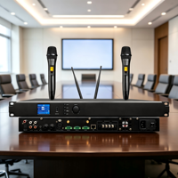 Amplificateur de Conférence IoT DSP 200W DSP-2200AI 2 Canaux Anti-Microphonicité Ampli de Puissance 2 Micros UHF BT USB RS485 IP Cloud pour Salle de Réunion