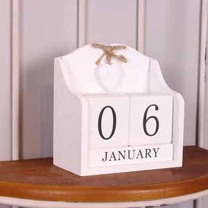 Blanc Mariage Bois Blocs <span class=keywords><strong>De</strong></span> L'avent Calendrier <span class=keywords><strong>de</strong></span> Bureau Perpétuel pour La Décoration <span class=keywords><strong>de</strong></span> Maison et <span class=keywords><strong>De</strong></span> Bureau - Product Image 4