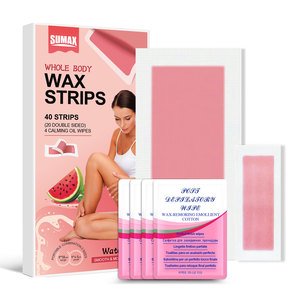 Bandes de <span class=keywords><strong>cire</strong></span> dépilatoire parfumée pastèque, double usage, sécables, pour jambes, bras, corps, aisselles, épilateur jetable - Product Image 3