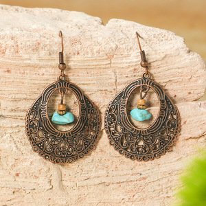 Ensemble collier et boucles d'oreilles géométriques Bohemia, plaqué bronze antique, alliage de cuivre, bijoux pour femmes, idéal pour les voyages et la photographie - Product Image 3