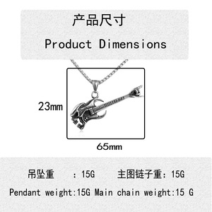 Yunnique – pendentif de guitare en acier inoxydable, collier unisexe, design géométrique, style Punk, bijoux à la mode, 231048 - Product Image 4