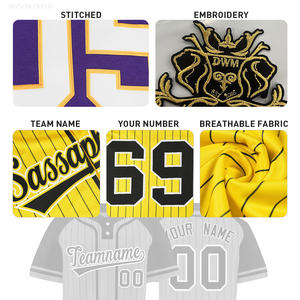 قميص بيسبول رياضي فاخر للرجال بدون طباعة، قميص هيب هوب قصير الأكمام مخطط بدقة، قابل للتخصيص للفرق - Product Image 4