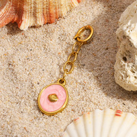 SUMMLY Pendentif étanche en forme de coquillage à effet goutte d'huile, style océan, en acier inoxydable plaqué or 18 carats, breloques de fermoir de bikini, bijoux de mode