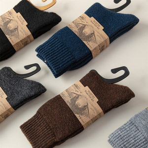 Men's Wool Terry Crew Socks Thick Warm Fleece Lined Autumn Winter Long Socks Solid Color Keep Warm Thermo - Product Image 4