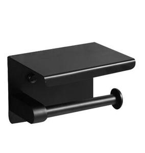 WEKIS Homebasics-Portarrollos de papel higiénico negro con estante integrado sin taladrar - Product Image 2