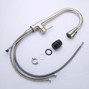 Modern Single-Handle Brushed Stainless Steel Kitchen Sink <strong>Faucet</strong> Pull out <strong>Sprayer</strong> with Black Hot &amp; Cold Mixer Ceramic Valve Core - Product Image 6