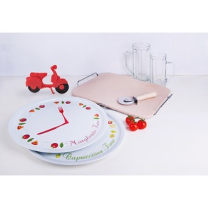 Pietra da Forno in Ceramica Excelsa 41,5x31,5x3,5 Cm Beige con Manici in Metallo e Tagliapizza - Product Image 4