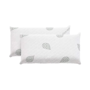Juego de 2 almohadas de espuma viscoelástica ecológicas de tela de <span class=keywords><strong>Aloe</strong></span> <span class=keywords><strong>Vera</strong></span>, funda termorregulada adaptable con doble cremallera de 70 cm para dormir y acampar - Product Image 1