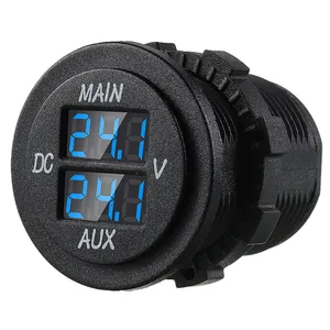 Voltímetro e amperímetro digital, voltímetro e amperímetro digital automotivo de dc 12-24v, painel redondo com led duplo