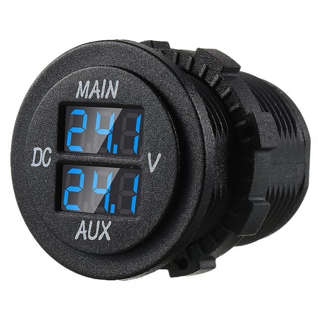 Car Motorcycle DC 12-24V Dual LED Digital Round Panel Voltmeter Ammeter Amp Volt Meter Gauge