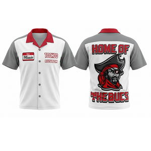 Sports High Quality Custom Logo Printed 3D Embroidery Short Sleeves <b>Bowling</b> Shirts 100% Polyester Unisex Breathable Shirts - Product Image 1