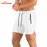 Celana Pendek Atletik 2 in 1 Pria dengan Logo Custom, Cepat Kering, untuk Gym, Lari, Ringan, Latihan, Fitness, dengan Kantong Resleting OEM