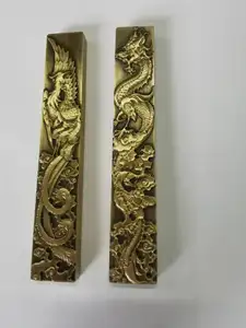 Gesneden Presse-papier Briefpapier Messing Draak En Phoenix Chengxiang High-End Custom Gift Trompet