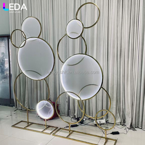 LEDA Wedding Party Events <b>Decor</b> Luxury Round Gold LED Metal Flower <b>Arch</b> Set Backdrop - Product Image 4