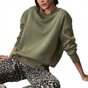 Oversized Heavyweight 300 GSM <b>Women</b> Sweatshirt Custom Logo 100% Cotton Brushed Fleece Material Long Sleeve Crew Neck Pullover - Product Image 6