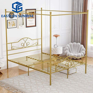 Lit à baldaquin de style palais de haute qualité, taille double, inspiré des princesses, avec cadre robuste pour adultes et enfants - Product Image 3