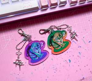 Porte-clés en acrylique transparent OEM/ODM, motif tigre épais, style <span class=keywords><strong>pixel</strong></span> <span class=keywords><strong>art</strong></span> original - Product Image 2