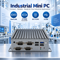 Mini PC Intel Celeron N2840 J1900 sans ventilateur, 4 ports COM RS232 RS485, double LAN, 6 ports USB, ordinateur embarqué à large plage de tension, en stock