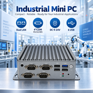 Mini PC Industrial sin Ventilador Intel Celeron N2840 J1900, 4 COM RS232 RS485, LAN Dual, 6 <span class=keywords><strong>USB</strong></span>, Amplio Voltaje, Computadora Integrada - Product Image 1