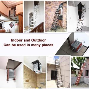 Modern Design Handleiding Aluminium Opvouwbare Zolderladder Ruimtebesparende Stalen Telescopische Trap Voor Thuiszolder Toegang En131 Gecertificeerd - Product Image 5
