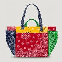 Sac fourre-tout personnalisé avec logo OEM, patchwork multicolore, motif paisley, sac à main en coton coloré pour femmes, sac à bandoulière pour tous les jours