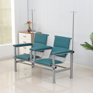 Silla de infusión médica Euro SYY-007 de acero inoxidable con doble asiento y pasamanos para sala de espera de pacientes externos de hospital - Product Image 1