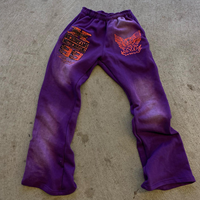 MCP032 Pantalon de survêtement empilé brodé avec logo personnalisé Pantalon de survêtement brodé Jogger Pantalon de survêtement évasé lavé à l'acide