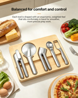 Ensemble d'ustensiles de cuisine - 5 pièces essentielles pour la cuisine - Ensemble d'ustensiles de cuisine en acier inoxydable - Comprend un ouvre-boîte