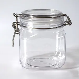 600毫升个方形食品罐和罐储存密封罐手蜡蜂蜜奶油瓶防漏橡胶和密封铰链盖