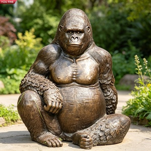 YOUFINE Escultura de Gorila Sentado de Bronce Antiguo de Tamaño Real, Estatua Realista de <span class=keywords><strong>Silverback</strong></span> para Parques y Límites de Lagos - Product Image 2