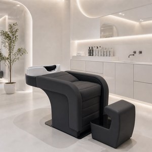 Fauteuil de lavage moderne pour salon de coiffure, lit de lavage en cuir PU, station de lavage de cheveux, mobilier de studio de beauté - Product Image 1