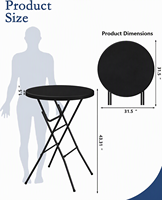 Table de cocktail LuckyOCT de 32 pouces, pliable, portable, en plastique, ronde, hauteur bar, pour fêtes en plein air, camping, banquets, mariages, pique-niques, dîners