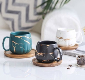 Wholesale Private Label 400ML 500ml Gold Printing Marble Texture Style Lovers <b>Cup</b> <b>Ceramic</b> Coffee Mugs for Gift - Product Image 3