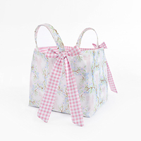Sac fourre-tout à imprimé floral personnalisé panier de pique-nique à bonbons en nylon/toile durable pour enfants rangement de jouets et articles de fête essentiels