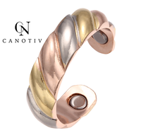 Cincin Kesehatan perhiasan Scalar, energi magnetik cincin tembaga merah untuk Arthritis pria wanita cincin Manset kuningan dapat disesuaikan