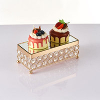 Présentoir à gâteaux de style européen pour décoration de mariage et fête d'anniversaire, avec plateau miroir et support en cristal