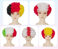 Fujia personnalisé cheveux bouclés Festival perruque couleur explosive tête hip-hop Clown personnages accessoire perruque Football coupe drapeau couleur ventilateur perruques