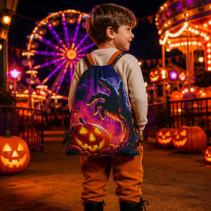 Sac à cordon en toile personnalisable avec logo Halloween, sacs de plusieurs tailles, sacs à cordon promotionnels pour enfants - Product Image 2