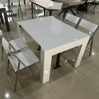 Table de salle à manger console rectangulaire moderne en bois blanc laqué, pliable et extensible, 6-8 places, pour appartement, fête, hôtel, salon