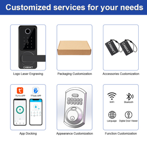 قفل باب ذكي من سبائك الألومنيوم بتقنية RFID بدون مفتاح من CAMAKT، يعمل بتطبيق الهاتف المحمول للأبواب الخشبية/الألومنيوم، مقاوم للماء للاستخدام في الشقق - Product Image 3
